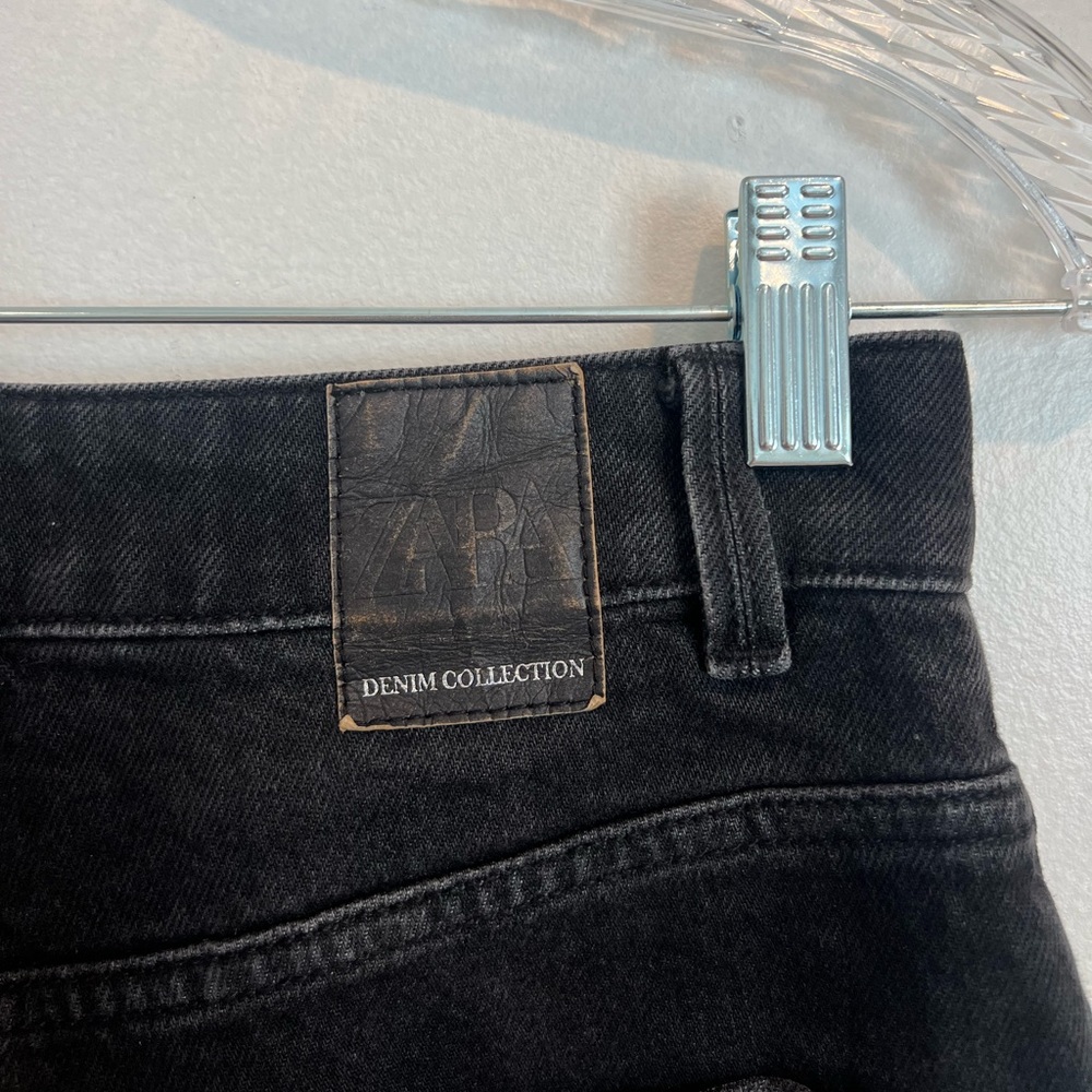 High Waisted Black Washed Zara Straight Jeans